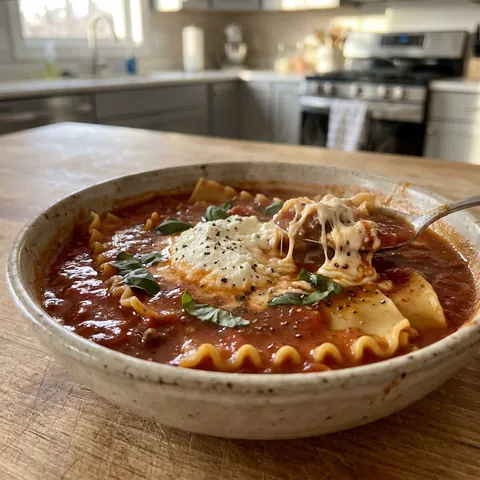 Lasagna Soup Photo of Lasagna Soup (One-Pot, Ready in 40 Minutes)