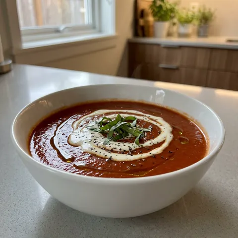 Homemade Tomato Soup Photo of Homemade Tomato Soup (Creamy, From Canned Tomatoes)