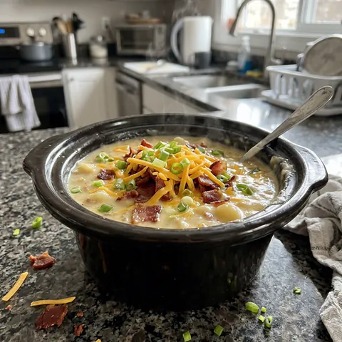 Slow Cooker Potato Soup Photo of Slow Cooker Potato Soup (Creamy, 4 Ingredients)
