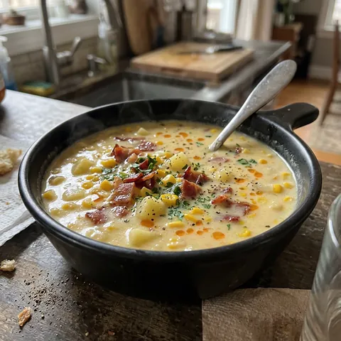 Corn Chowder Photo of Corn Chowder (Creamy, With Potatoes & Bacon)