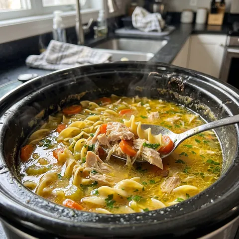 Slow Cooker Chicken Noodle Soup Photo of Slow Cooker Chicken Noodle Soup (Easy, Set-and-Forget)