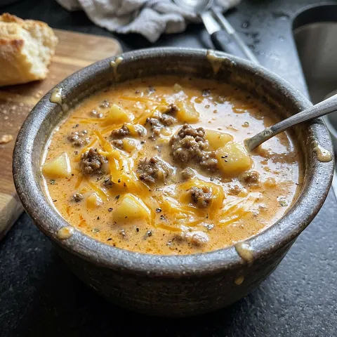 Cheeseburger Soup Photo of Cheeseburger Soup (Creamy, Ground Beef & Cheddar)