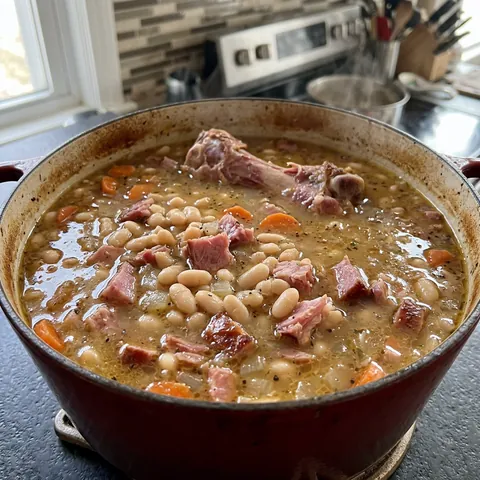 Ham and Bean Soup Photo of Ham and Bean Soup (Smoky Ham Bone Recipe)