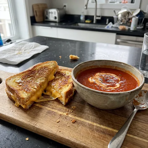 Tomato Soup and Grilled Cheese Photo of Tomato Soup and Grilled Cheese (The Perfect Pairing)