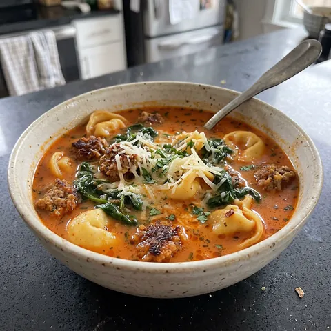 Sausage Tortellini Soup Photo of Sausage Tortellini Soup (Easy 25-Minute Dinner)