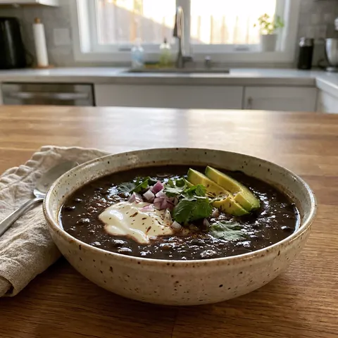 Black Bean Soup Photo of Black Bean Soup (Canned or Dried, Ready in 30 Minutes)