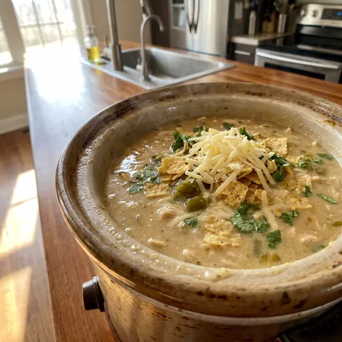Slow Cooker White Chicken Chili Photo of Slow Cooker White Chicken Chili (Creamy Crockpot Recipe)