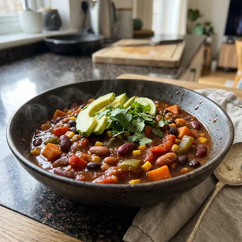Vegetarian Chili Photo of Vegetarian Chili (Hearty, Meatless & Vegan-Friendly)