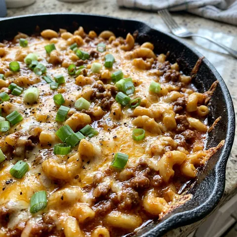 Chili Mac and Cheese Photo of Chili Mac and Cheese (One-Pot Weeknight Dinner)