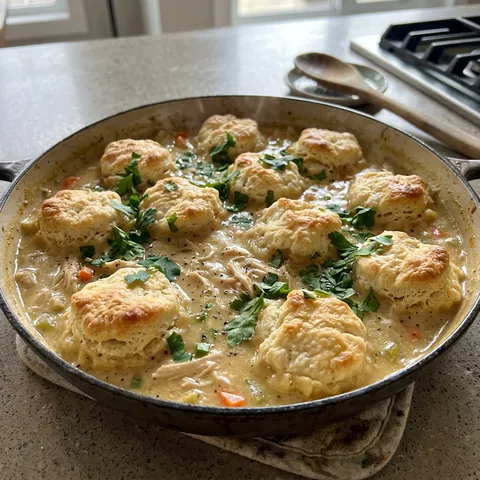 Chicken and Dumplings With Biscuits Photo of Chicken and Dumplings With Biscuits (Easy Shortcut)