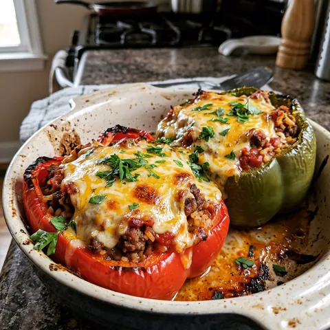 Stuffed Peppers Photo of Stuffed Peppers (Classic Beef & Rice, Baked Tender)