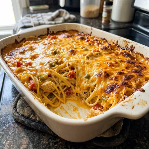 Chicken Spaghetti Photo of Chicken Spaghetti (Creamy Baked Casserole-Style)