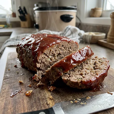 Slow Cooker Meatloaf Photo of Slow Cooker Meatloaf (Crockpot, Juicy & Easy)