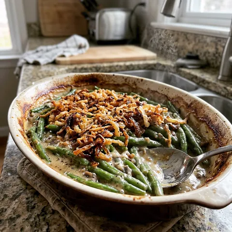 Green Bean Casserole Photo of Green Bean Casserole (Classic, From Scratch or Canned Soup)