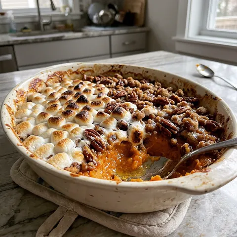 Sweet Potato Casserole Photo of Sweet Potato Casserole (Pecan Streusel or Marshmallow)