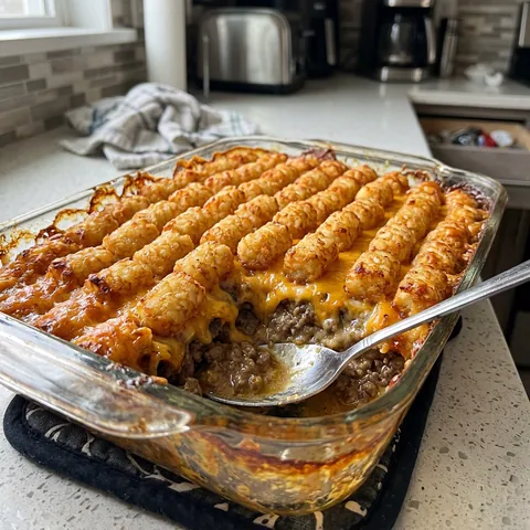 Tater Tot Casserole Photo of Tater Tot Casserole (Ground Beef & Cheddar)