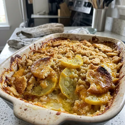 Squash Casserole Photo of Squash Casserole (Southern Yellow Squash With Ritz Topping)
