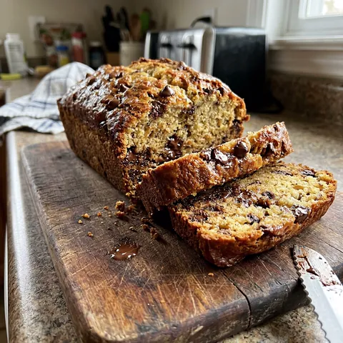 Chocolate Chip Banana Bread Photo of Chocolate Chip Banana Bread (Bakery-Style Domed Top)