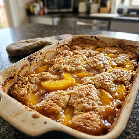Peach Cobbler With Canned Peaches Photo of Peach Cobbler With Canned Peaches (Easy 5-Ingredient)