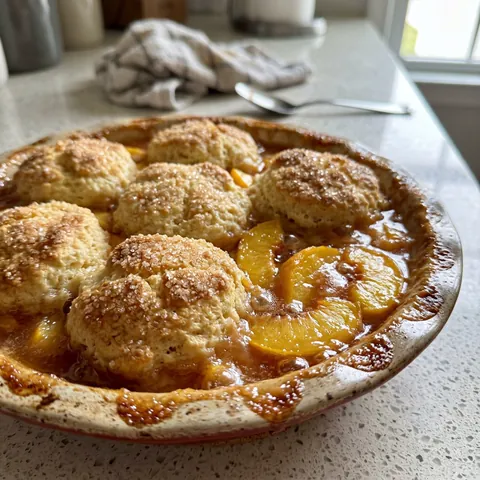 Fresh Peach Cobbler Photo of Fresh Peach Cobbler (Southern Biscuit Topping)