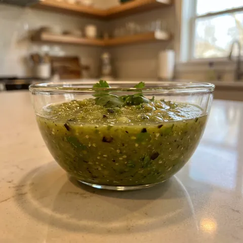 Salsa Verde Photo of Salsa Verde (Roasted Tomatillo, Blender Recipe)